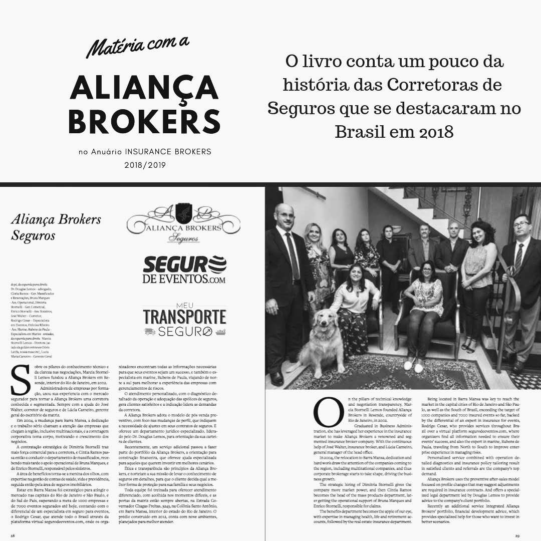 Matéria da Aliança Brokers no Anuário Insurance Brokers 2018/19